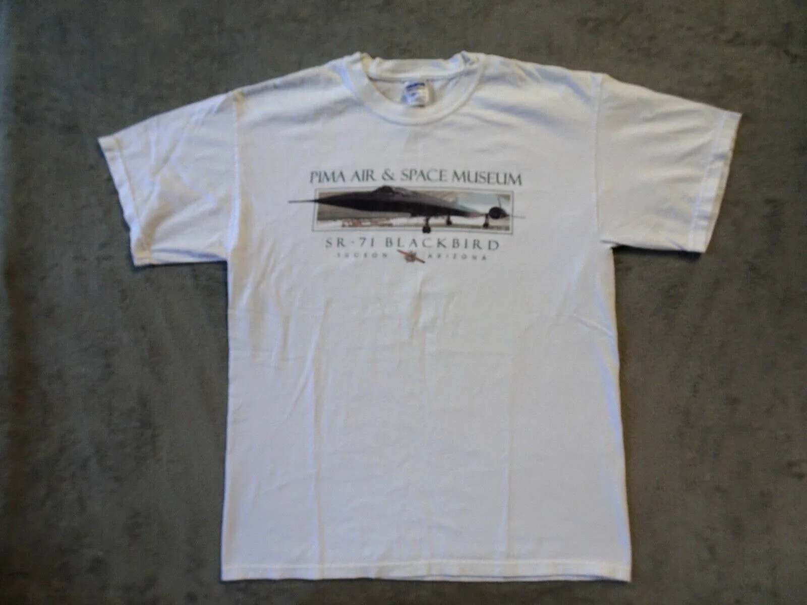 Sr-71 Blackbird Jet Plane Pima Air & Space Museum T Shirt Large White Military Maniche Lunghe O Corte