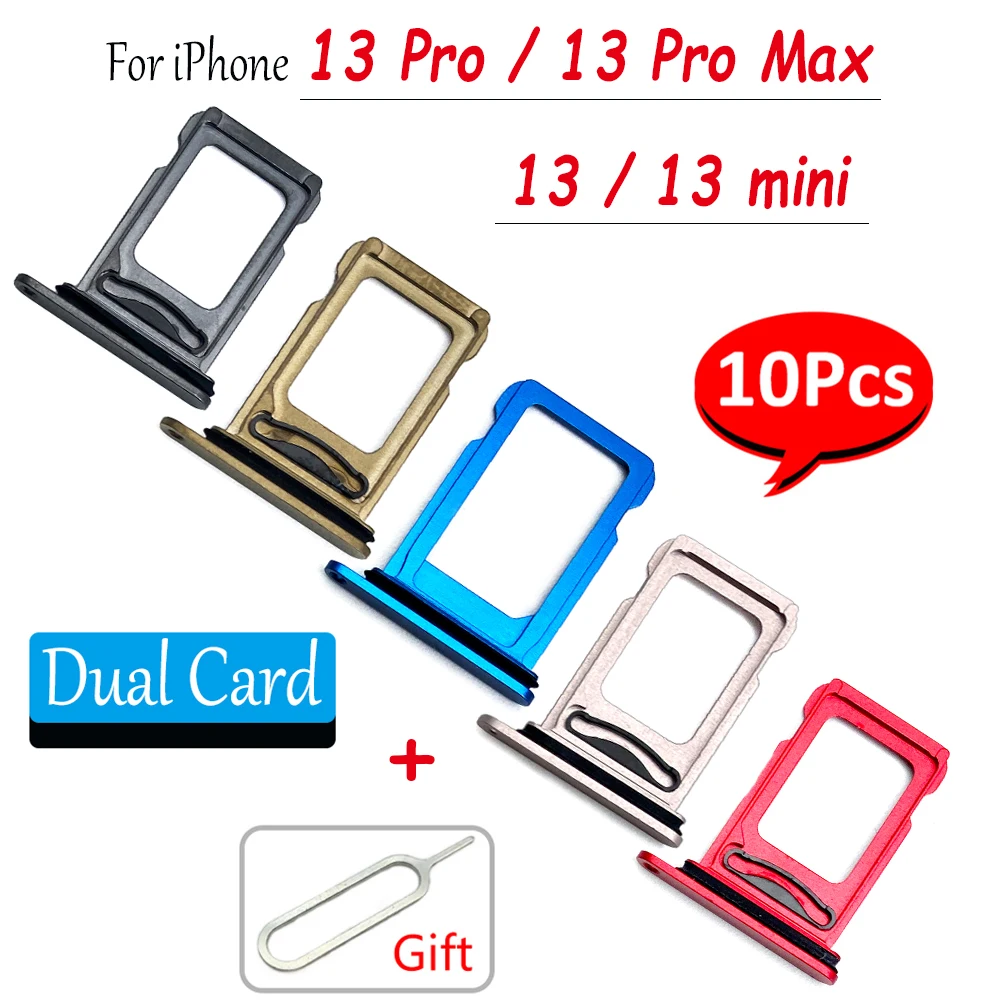 10 Pz, Originale Dual Card Sim Card Chip Slot Cassetto Sd Card Vassoio Supporto Adattatore Di Ricambio Per Iphone 13 Mini 13 Pro Max + Pin