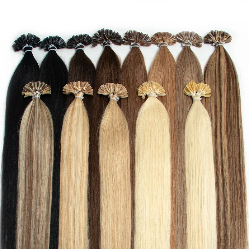U Tip Bonding Extensions Fusion Hair Extensions Nail Tips Estensioni Dei Capelli Umani Italiana Cheratina Hair 50Strand 50 G/Pacco