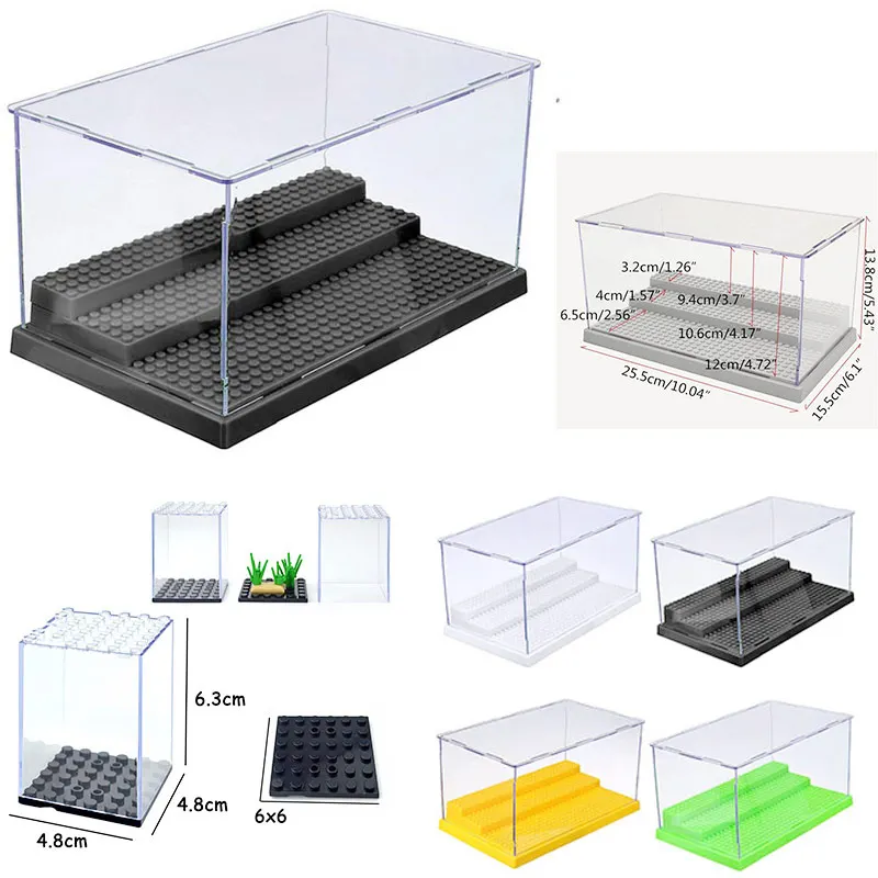 Espositore In Plastica Acrilica Collezione Vetrina Scatola Antipolvere Minifigures Display Base Blcoks Compatibile Piccolo Mattone