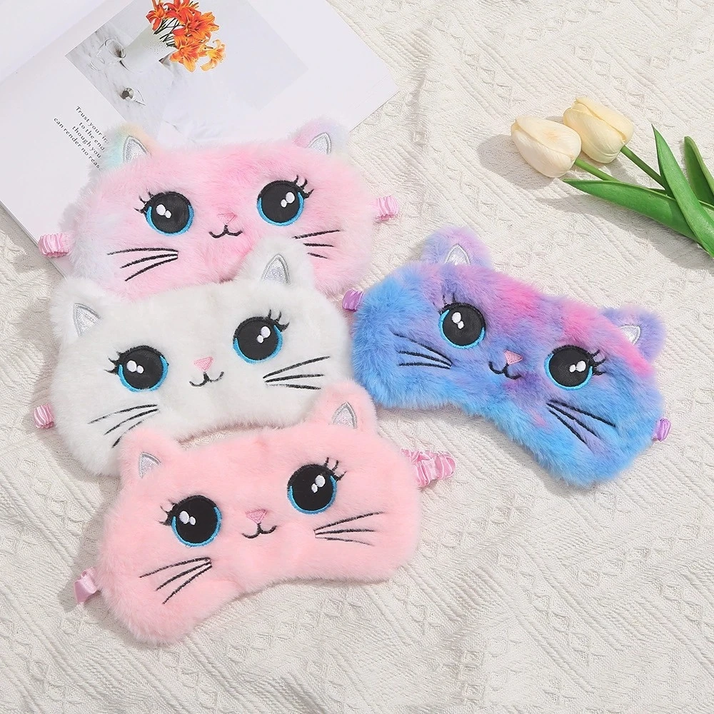 2023 Cute Plush Sleeping Mask Big Eyes Peluche Eye Patch Kids Cat Shading Eye Mask Travel Rest Sleeping Aid Eyepatch