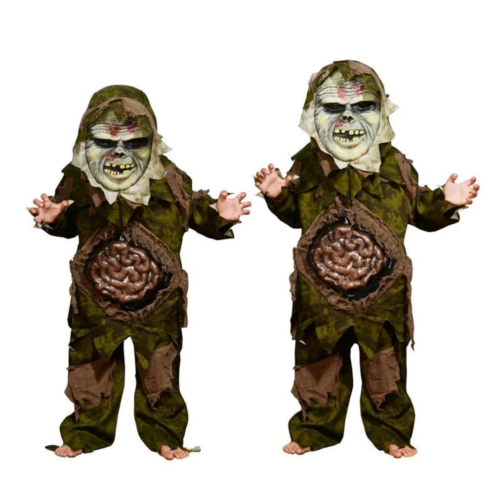 Bambini Halloween Ghost Zombie Mask Camouflage Orribile Visceri Vestiti Spaventoso Terrore Carnevale Costumi Cosplay