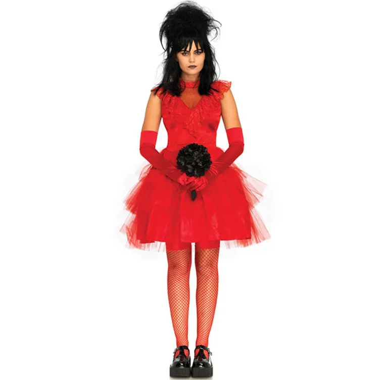 Ghost Bride Costume Cosplay Red Infernal Zombie Woman Halloween Carnival Party Outfits