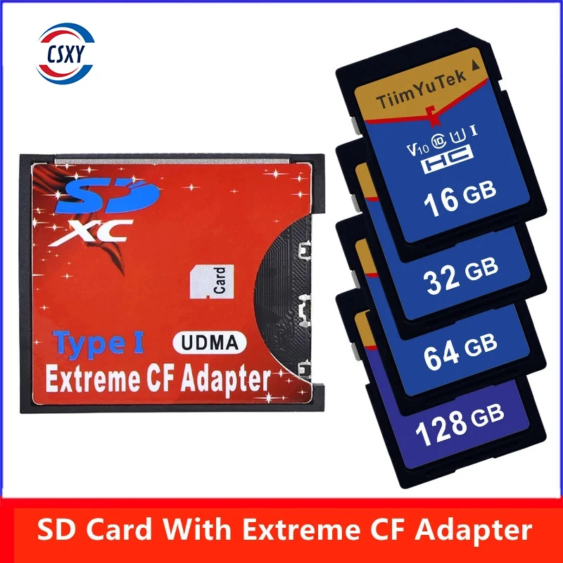 Nuovo Adattatore Per Scheda Sd A Cf Sdhc Sdxc A Standard Compact Flash Type I Card Converter Lettore Di Schede Udma Con Scheda Sd 16Gb-128Gb