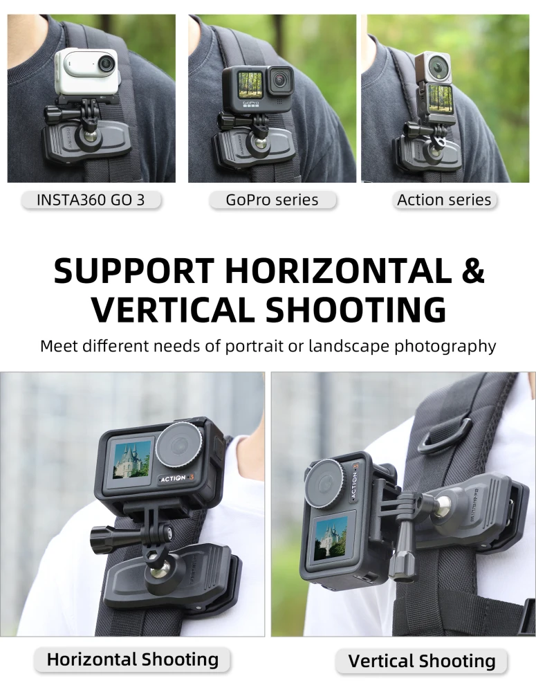 Adatto Per Action4/Go3 Supporto Magnetico Universale Clip Zaino Per Fotocamera D'Azione Gopro12 Da 360 Gradi