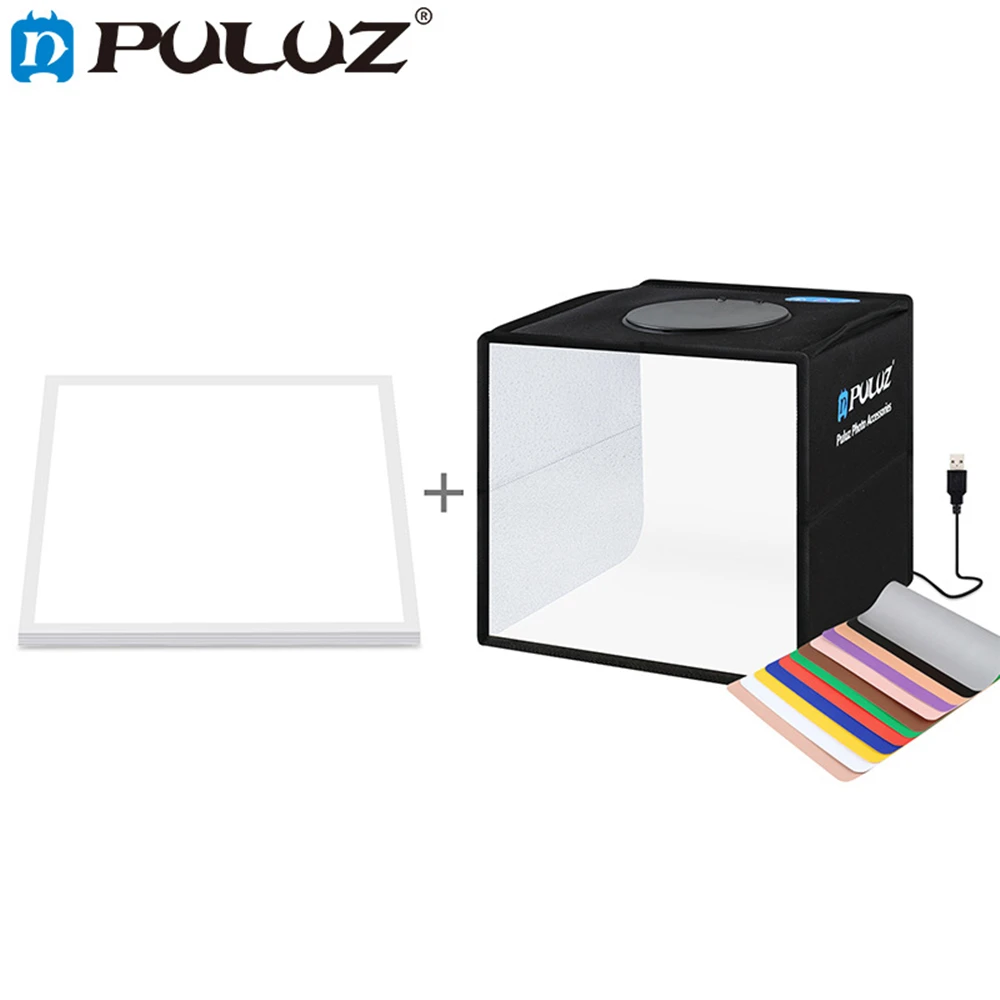 Puluz 25Cm Anello Pieghevole Led Light Photo Lighting Studio Portable Studio Tent Box + Shadowless Lamp Panel Pad E 12 Colori Fondali