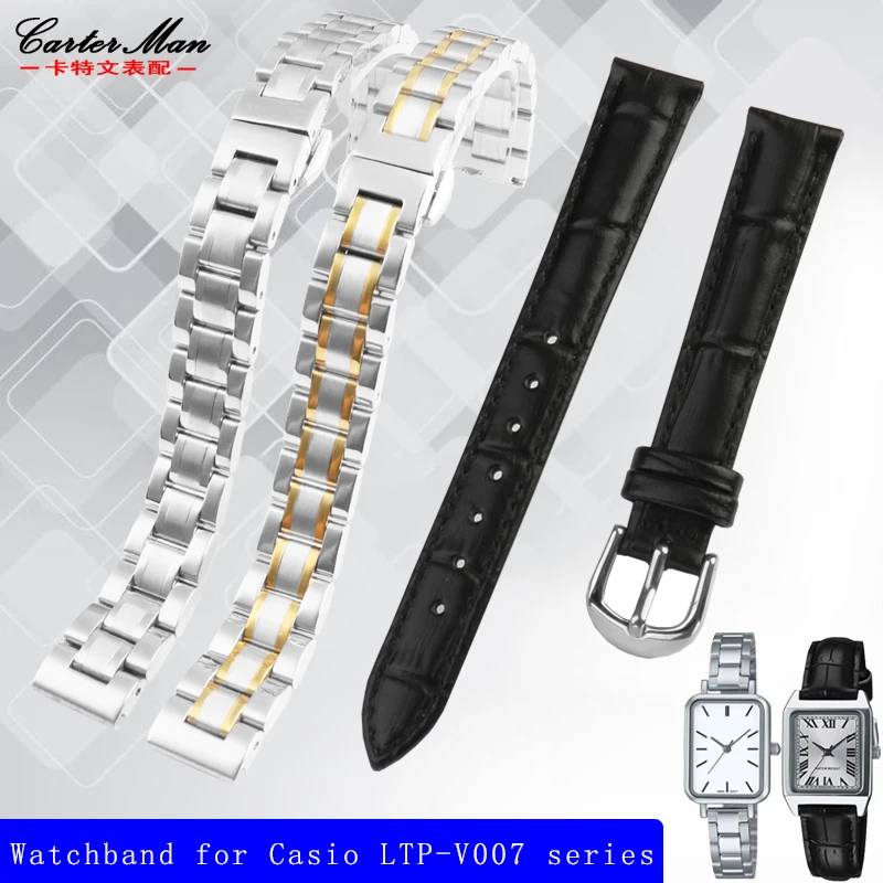 Cinturino In Acciaio Inossidabile Per Casio Ltp-V007L Ltp-V009D Ltp-1208/Lth-1060/4048 Cinturino In Pelle Da Donna Serie 12Mm 14Mm 15Mm 16Mm