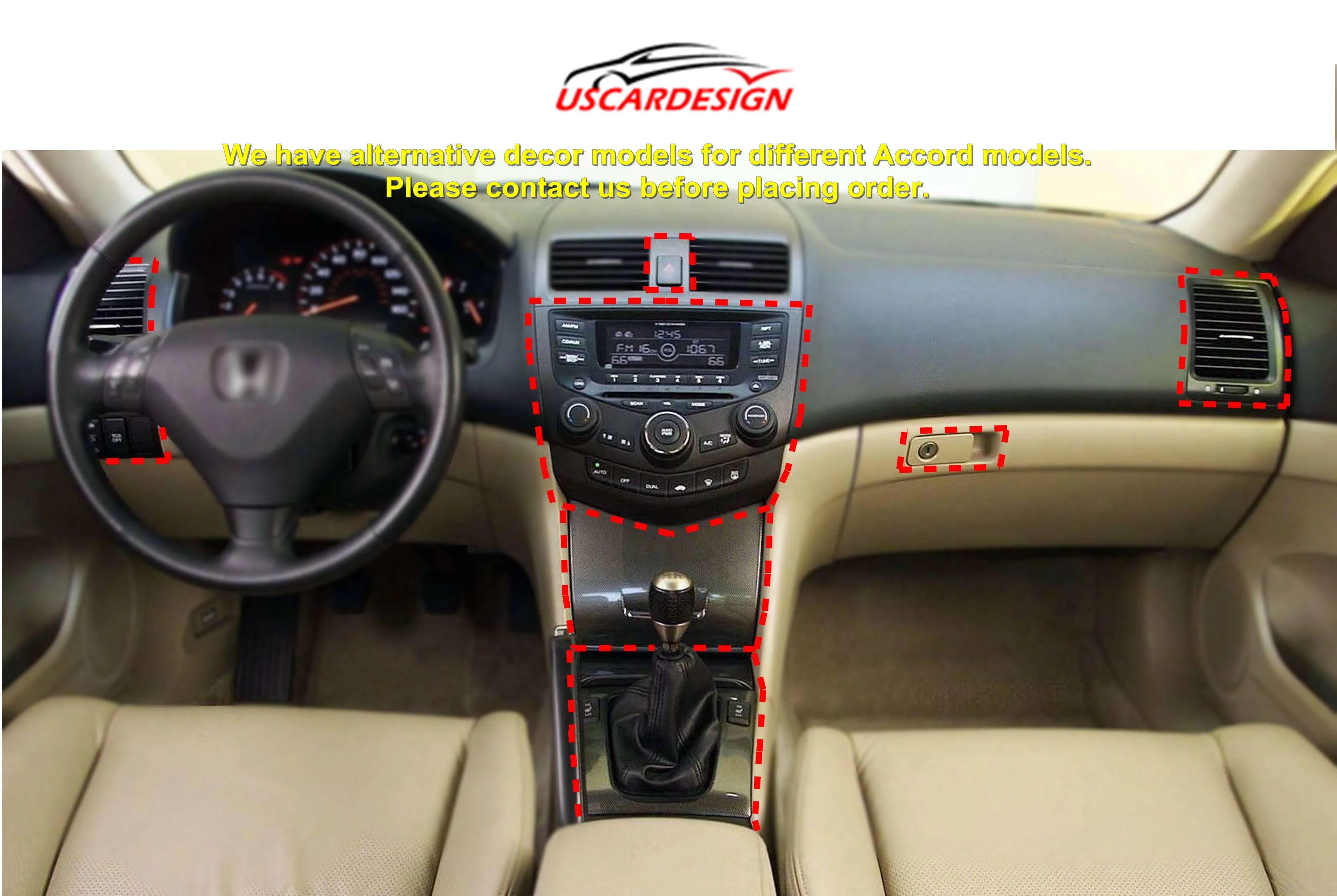 Per Il Set Di Cornici Decorative Per Cruscotto Honda Accord 2002-2007, Accessori Per Finiture, Piano Nero, Fibra Di Carbonio, Console, Pomello Del Cam