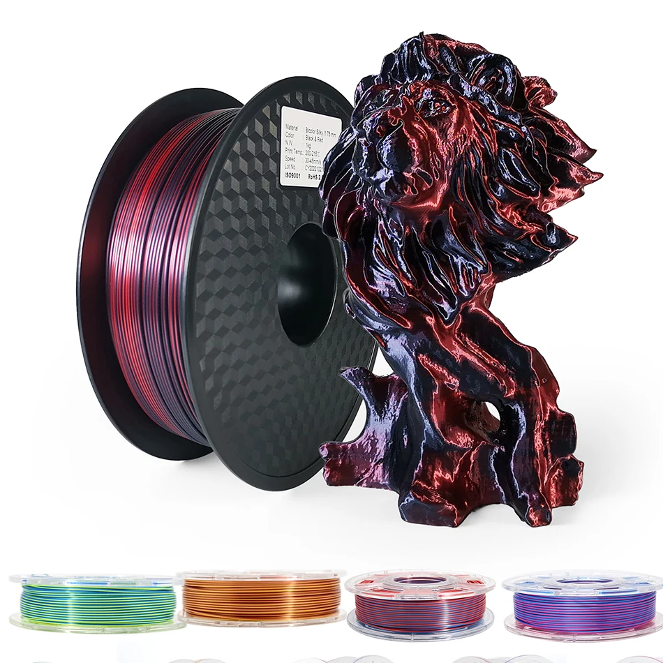Filamento Per Stampante 3D Bicolore Pla 250G Duotone 1.75Mm Per Stampa 3D Magic Red-Blue Black-Red Due Colori Materiale Simile Alla Seta