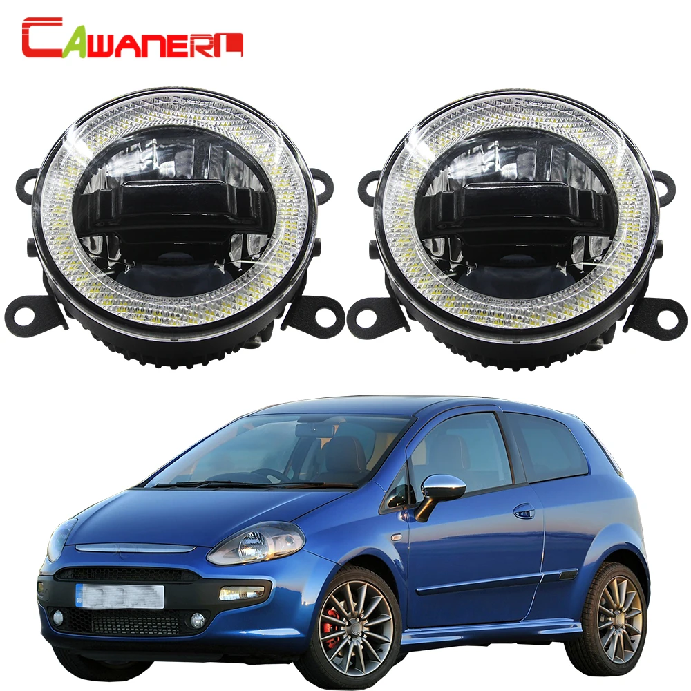 Cawanerl Per Fiat Punto Evo 2009 2010 2011 2012 Car Led Fendinebbia Luce Di Marcia Diurna Drl Angel Eye Bulb 12V Accessori
