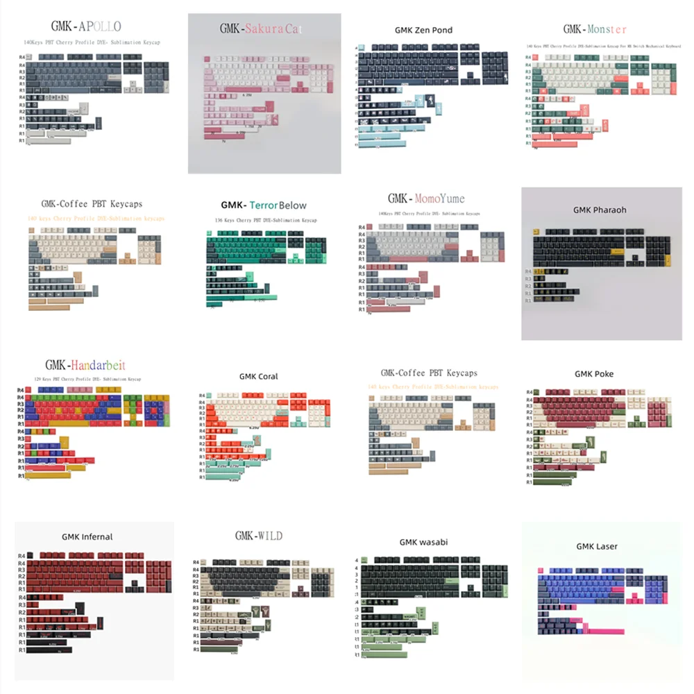 Gmk Coral Pbt Keycap Wasabi Zen Pond Cherry Profile Dye Subbed Iso Enter Ansi Layout Set Completi Per Tastiera Meccanica
