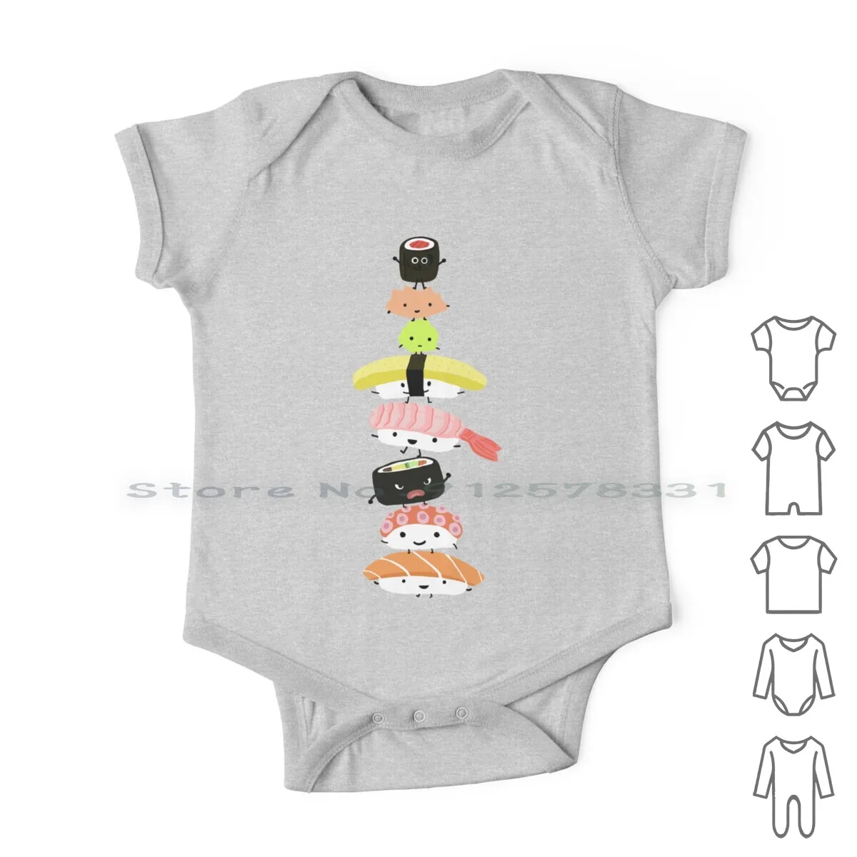 Sushi Stack Neonato Vestiti Pagliaccetti Tute Di Cotone Divertente Wasabi Zenzero Sushi Roll Cartoon Sushi Lover Cibo Giapponese