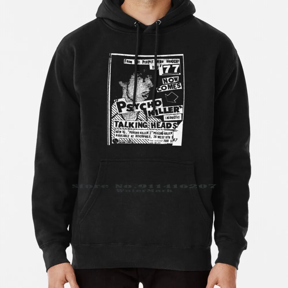 Psycho Killer 77 (Design Invecchiato) Felpa Con Cappuccio Maglione 6Xl Cotone Talking Pop New Wave Heads Punk Post David Bystone Music Eno