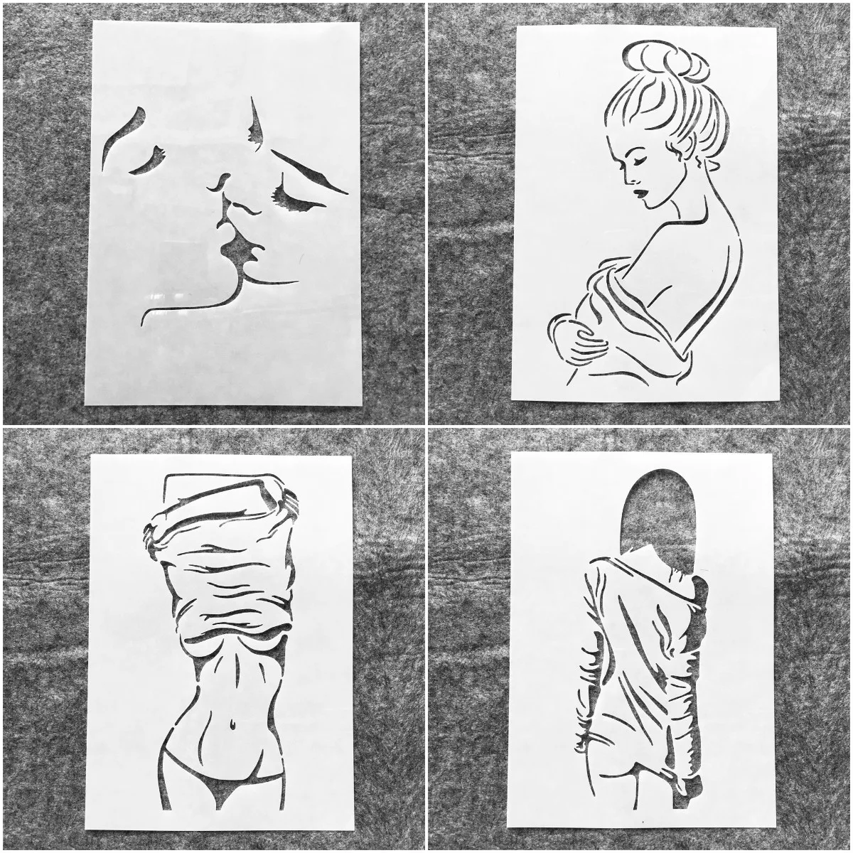 4Pcs/Set A4 29Cm Love Kiss Girls Beauty Diy Layering Stencils Painting Scrapbook Coloring Embossing Album Decor Template