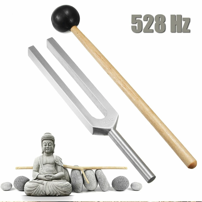 Tuning Fork 528C Sintonizzatore 528Hz Con Set Di Mallet Per Riparazione Del Dna Guarigione Del Sistema Nervoso Test Tuning Fork Health Care