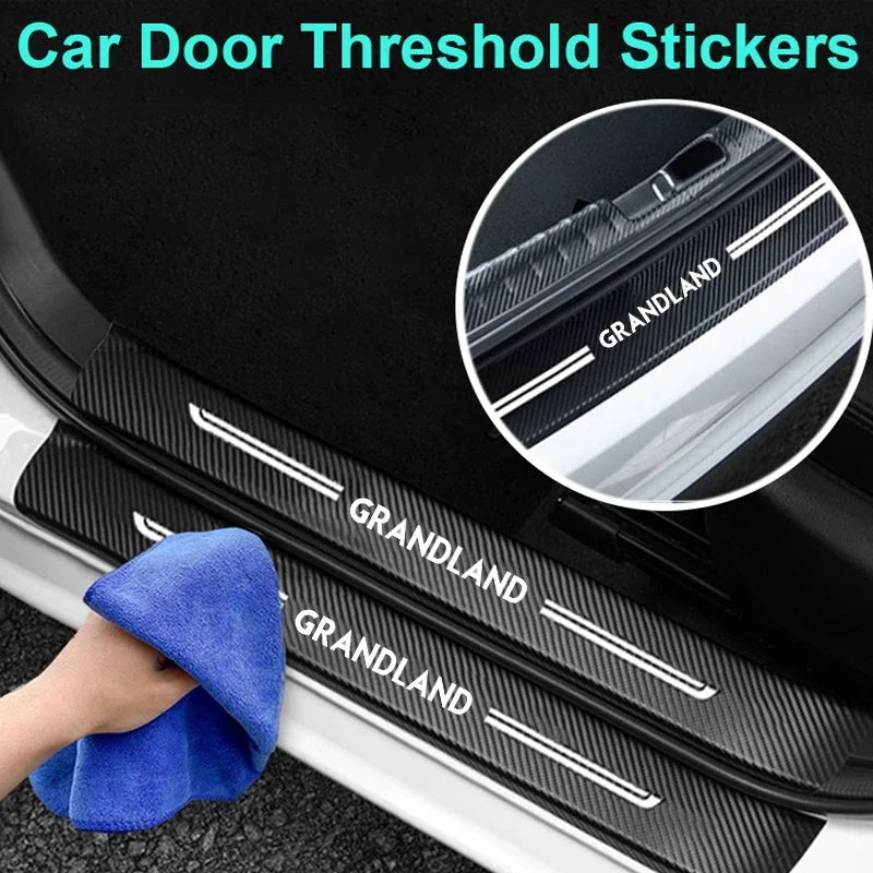 Adesivo Per Davanzale Della Portiera Dell'Auto In Fibra Di Carbonio Scuff Scratch Soglia Anti Kick Tape Per Opel Grandland Trunk Bumper Strip Protect 