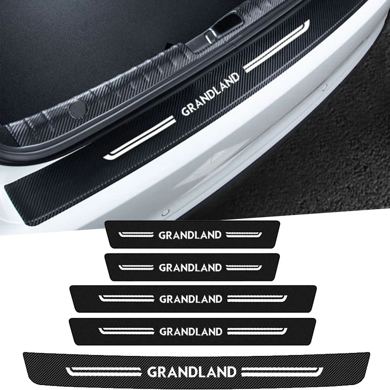 Per Opel Grandland Logo Car Door Soglia Scuff Piastra Decalcomanie Adesivi Protettivi Davanzale In Fibra Di Carbonio Auto Door Entry Pedal Guards
