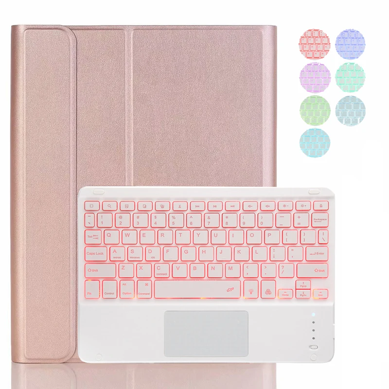 Custodia In Tpu Con 7 Backlits Touch Keyboard Per Ipad 10.2/Pro 11/Pro 9.7/Pro 10.5 Smart Cover Per Ipad Air 2/Air/9.7 6A/5A Penna