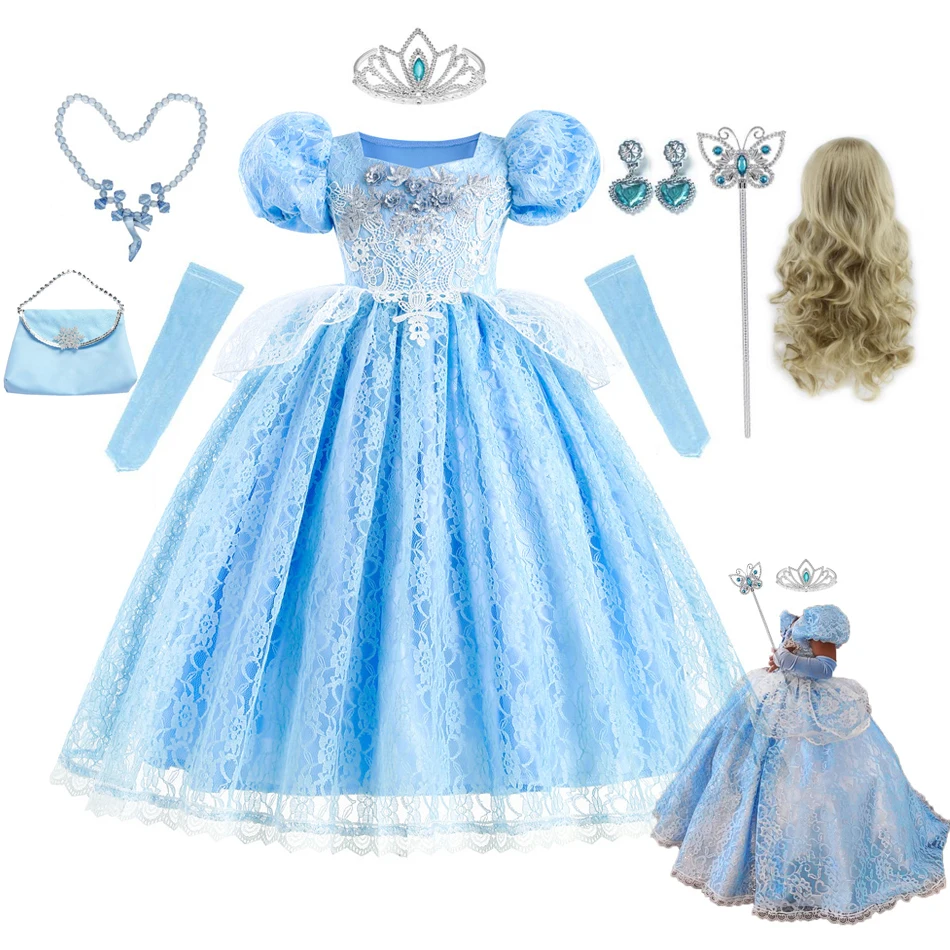 Cenerentola Dress For Girls Kids Party Cosplay Costumi Di Halloween Kids Birthday Princess Dress Up Clothes