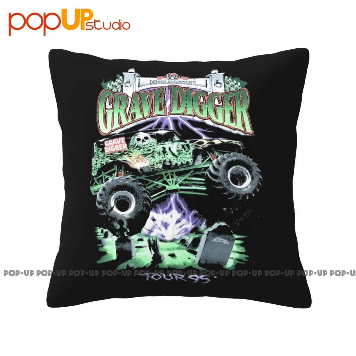 Square 1995 Grave Digger Monster Truck Bigfoot Jam Dennis Anderson Federa Copricuscino Moda