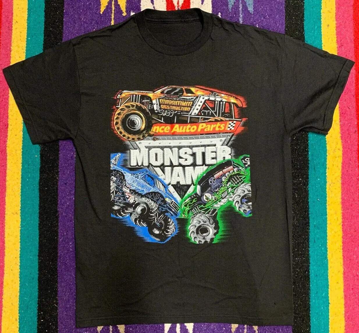 T-Shirt Vintage Monster Jam Grave Digger Nera 100% Cotone Tt5471