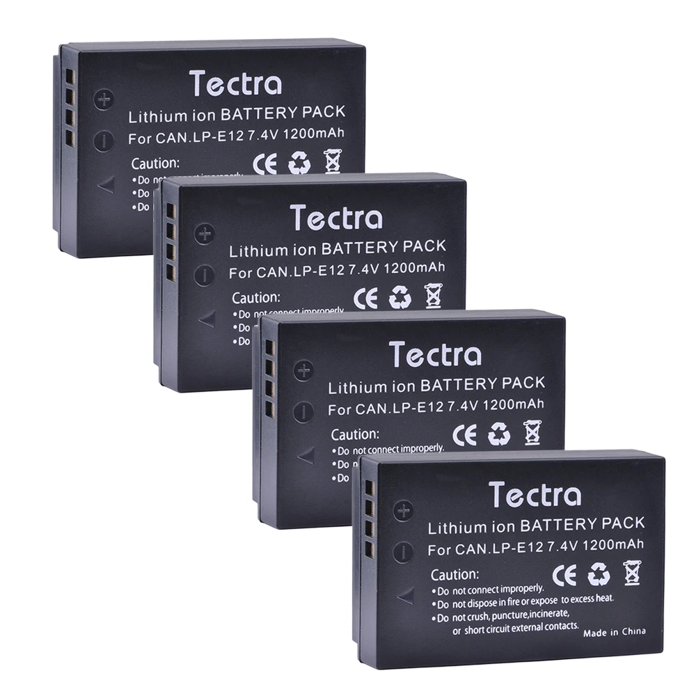 Batteria 4Pcs 1200Mah Lp-E12 Lpe12 Lp E12 Per Fotocamere Canon Eos M, Eos M10, Eos Rebel Sl1, Eos 100D