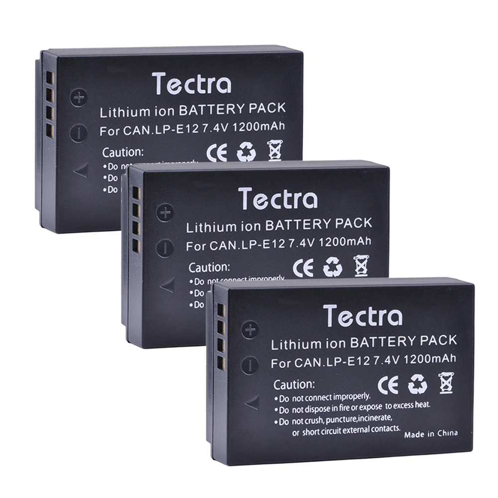 Tectra 3 Pz 1800 Mah Lp-E12 Lpe12 Lp E12 Batteria Per Canon Eos M, Eos M10, Eos Rebel Sl1, Eos 100D Telecamere