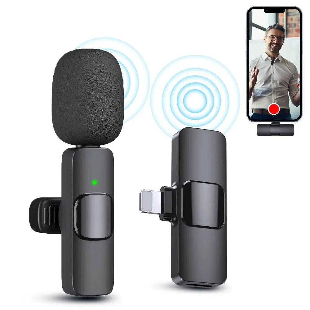 Microfono Lavalier Wireless Registrazione Audio Video Portatile Gaming Live Mini Mic Per Iphone/Android/Samsung Phone Mic