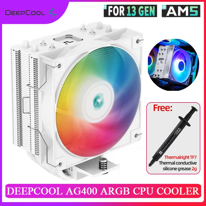 Deepcool Ag400 4 Heat Pipe Cpu Cooler Pwm Tdp 220W Case Fan Radiatore Raffreddato Ad Aria Intel Lga1700 115X 1200 Amd Am4 Am5 Cpu Cooler