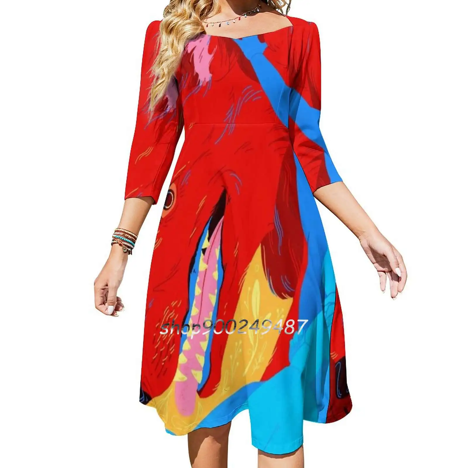 Mater Square Neck Dress New Plus Size Elegante Donna Vita Vestito Stretto Antica Roma Storia Romana Romulus Remus She Wolf Wolf