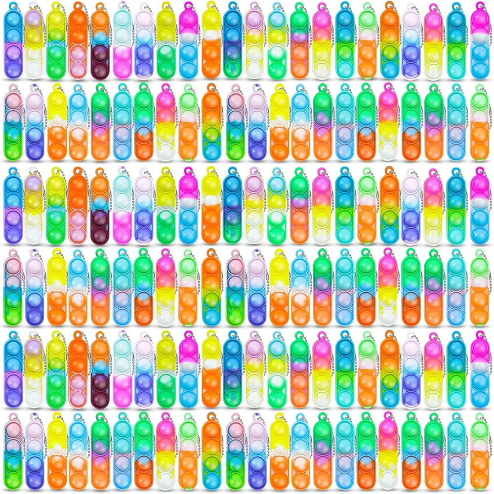 30-200Pcs Mini Pop Portachiavi Fidget Toys Push Pop Bulk Portachiavi Bomboniere Per Bambini Pop Bubble Toys Pack Ragazzi Ragazze Adulti