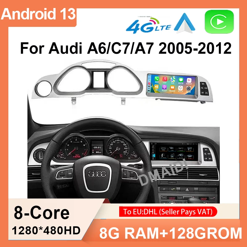 Android13 Autoradio Lettore Multimediale Navigazione Gps Per Audi A6 C6 A7 2005-2011 Prezzo Di Fabbrica 8.8 "8 Core Stereo Video Carplay