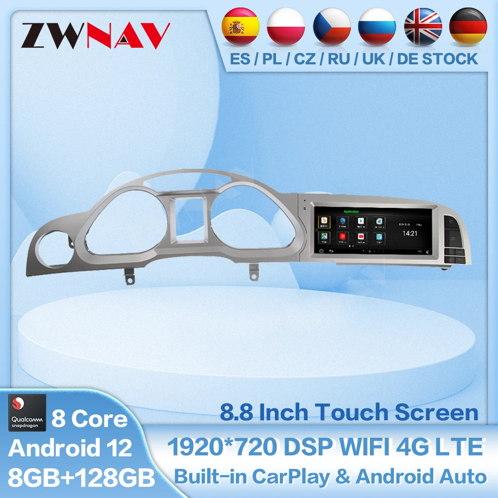 Android 12 Per Audi A6 C6 2005-2011 Gps Autoradio Wifi 4G Carplay 8 + 128Gb Ram Navi Multimedia Stereo 1920*720 Ips Touch Screen