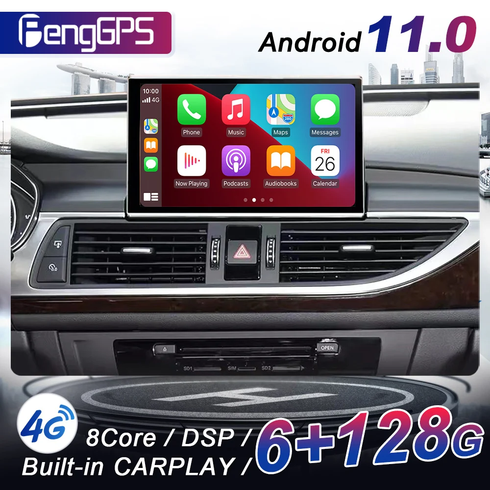 8Core Android11 Wifi 4G 8 + 128G Per Audi A6 C7 A7 2012-2018 Carplay Ips Touch Screen Gps Navi Car Dsp Multimedia Stereo Head Unit