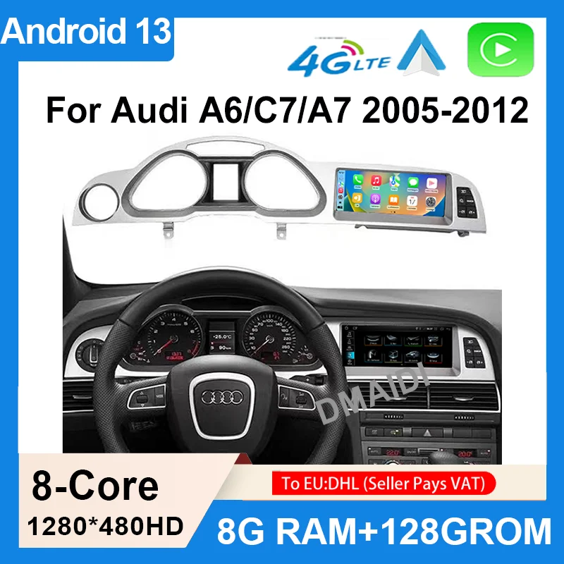 Android13 Autoradio Lettore Multimediale Navigazione Gps Per Audi A6 C6 A7 2005-2011 Prezzo Di Fabbrica 8.8 "8 Core Stereo Video Carplay