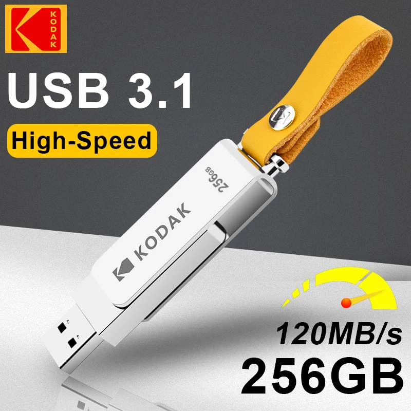 100% Originale Kodak Metal Usb Flash Drive 256Gb Pen Drive Usb 3.1 Memory Stick Ad Alta Velocità Chiavetta Usb Rotante Per Pc Cars Car Key