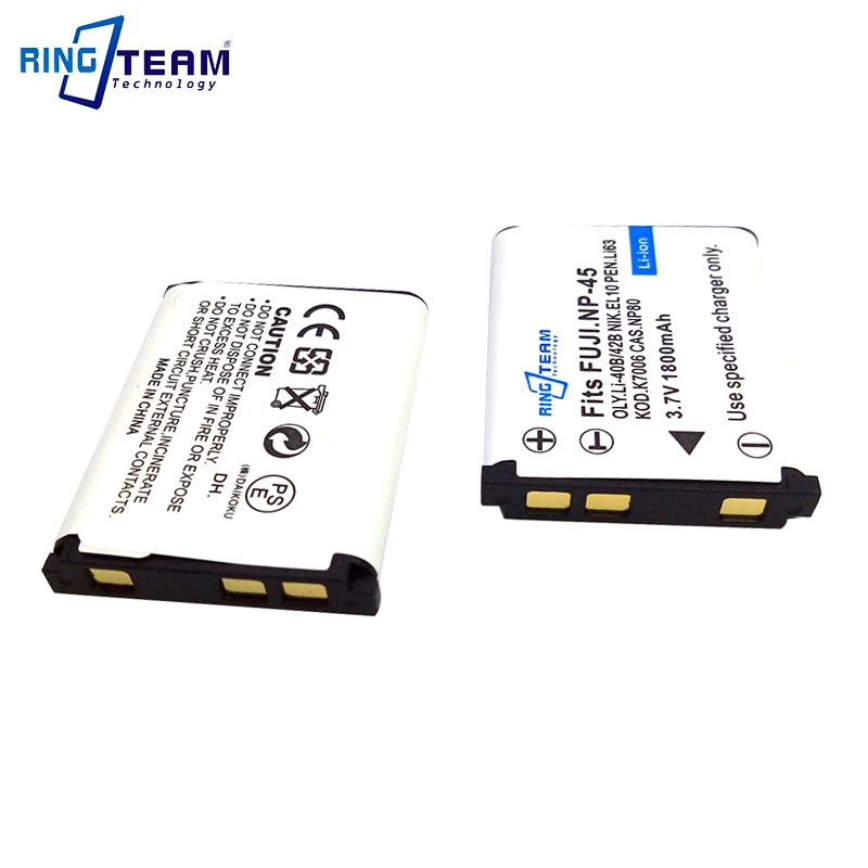 Batteria Per Fotocamera Digitale 5X Per Fujifilm Np-45 Np-45A Per Casion Np-80 Per Olympus Li-40B Li-42B Per Kodak Klic-7006 Per En-El10