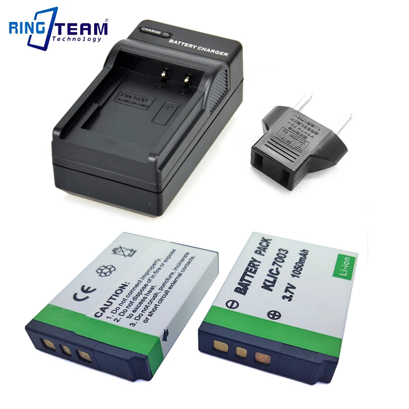 3-In-1 2Pcs K7003 Klic-7003 Caricabatterie + Caricabatterie Da Viaggio Con Spina Eu Per Fotocamere Kodak Easyshare M380 M381 V803 V1003 Z950