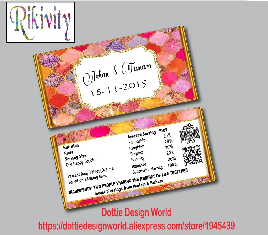 Personalizzato Geometrico Oro Glitter Matrimonio Hershey Cioccolato Kinder Bueno Wrapper Bottiglia D'Acqua Etichetta Baby Shower Compleanno Decor