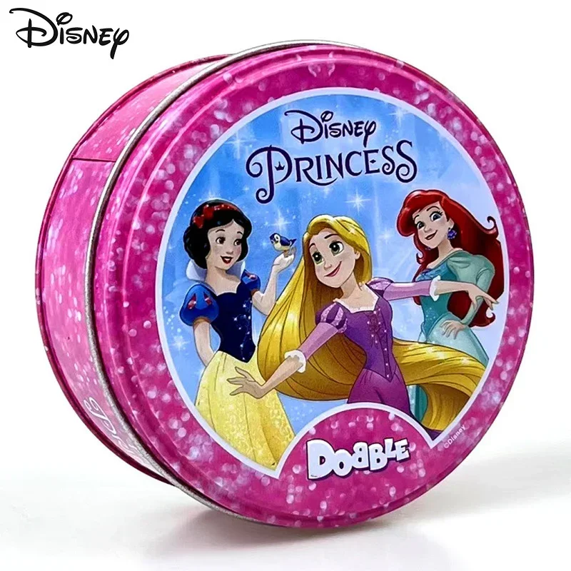 Disney Princess Colorful Metal Box Dobble Game Cards Supereroi Frozen Anime Figure Toys Spot It For Kids