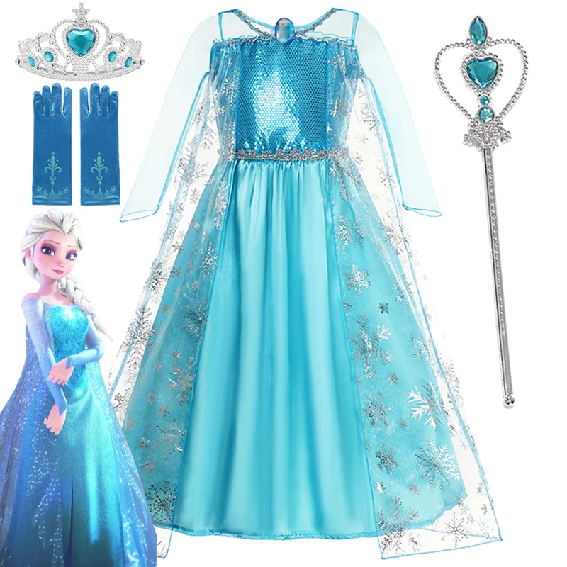 Ragazze Disney Frozen Dress Snow Queen Dress Kids Cosplay Costume Prom Gown Robe-Playing Bambini Party Clothing Princess Dress