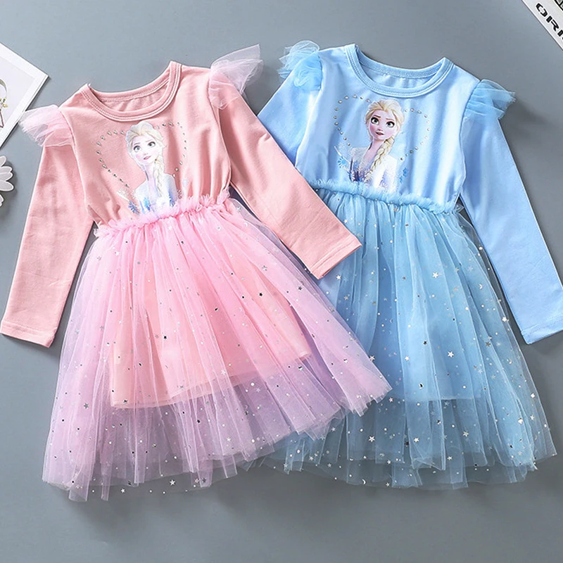 2023 New Elsa Princess Dress Girls Dress Primavera E Autunno Dress A Maniche Lunghe Per Bambini Stile Occidentale Elsa Frozen Dress