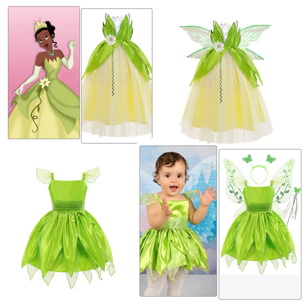 Tinker Bell Dress Abbigliamento Natalizio Per Bambini Green Tinkerbell Fancy Dresses Fairy Princess Carnival Party Green Dress For Girl