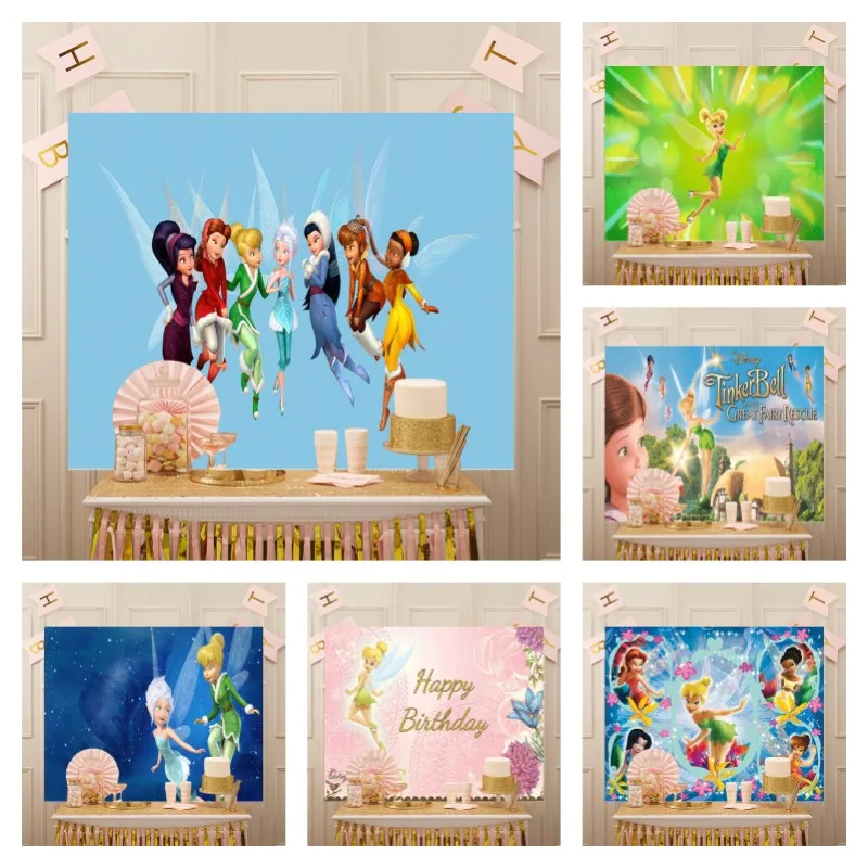 Disney Girls Princess Birthday Photo Photography Tinkerbell Fairy Sfondi Fondali Peter Pan Green Booth Puntelli Banner