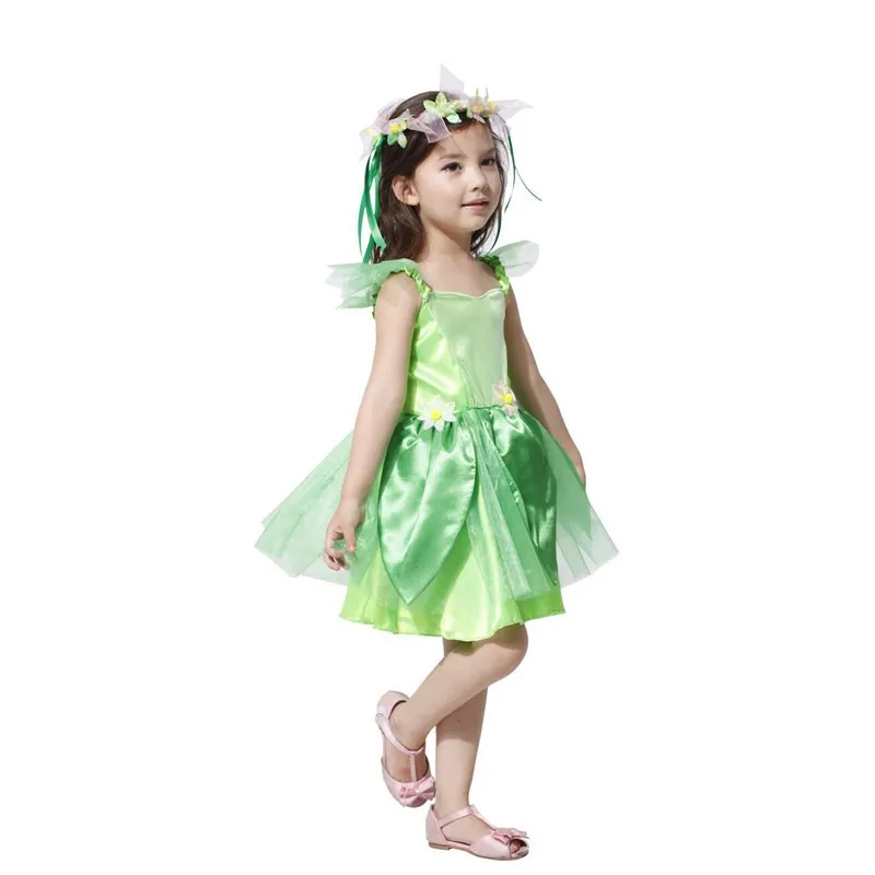 Halloween Elf Kids Girls Flower Fairy Tinkerbell Costumi Cosplay Dress Avenue Neverland Garden Fairy Costume