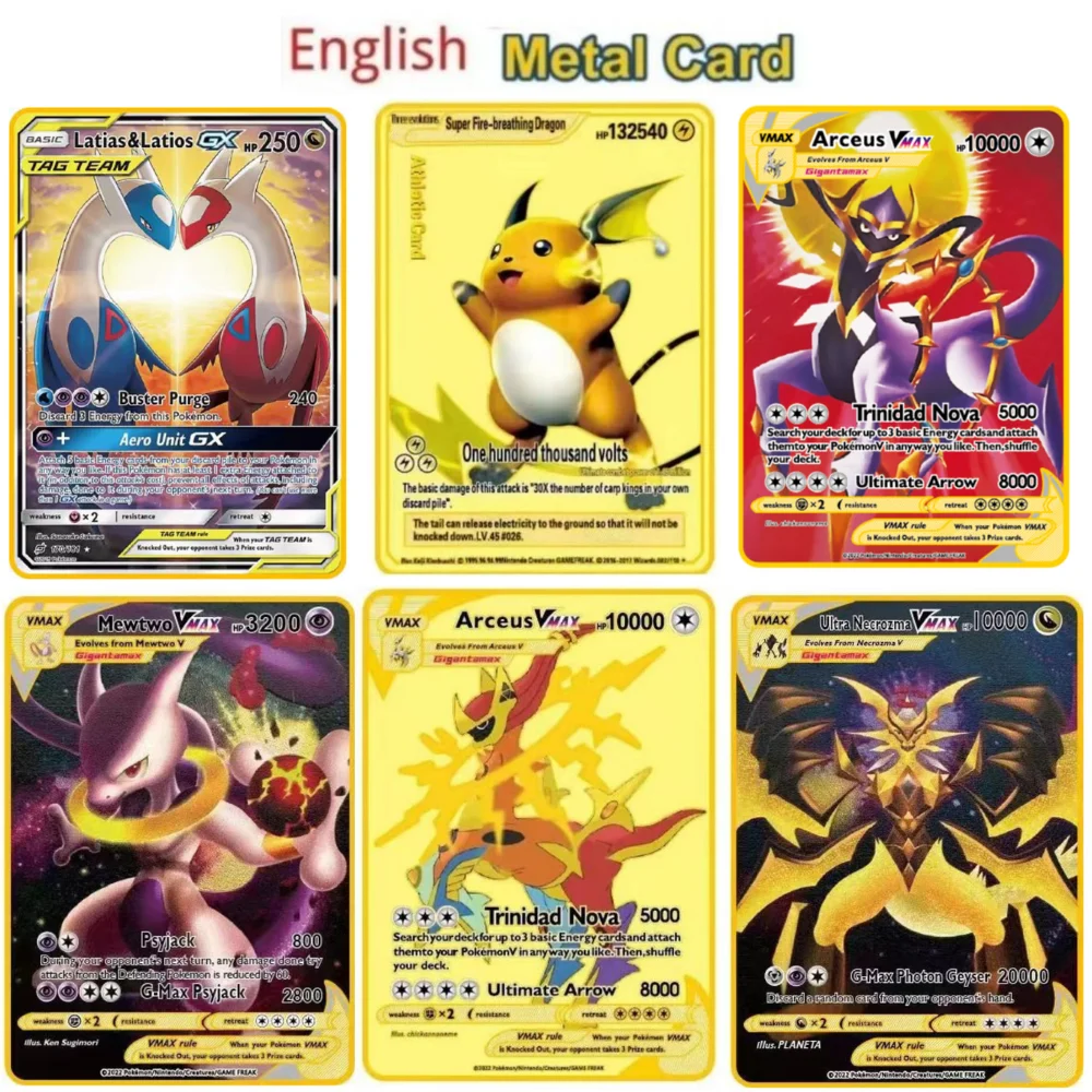 Inglese 10000 Punti Gx Vmax Pocket Monster Metal Card Charizard Gold Limited Edition Gioco Di Collezione Di Carte Regalo Per Bambini