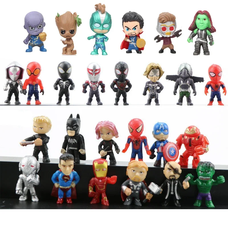 6-26 Pz/Set Disney Avengers Mini Doll Action Toy Figure Spider Man Captain America Hulk Kids Birthday Gift Collection Decor Toy