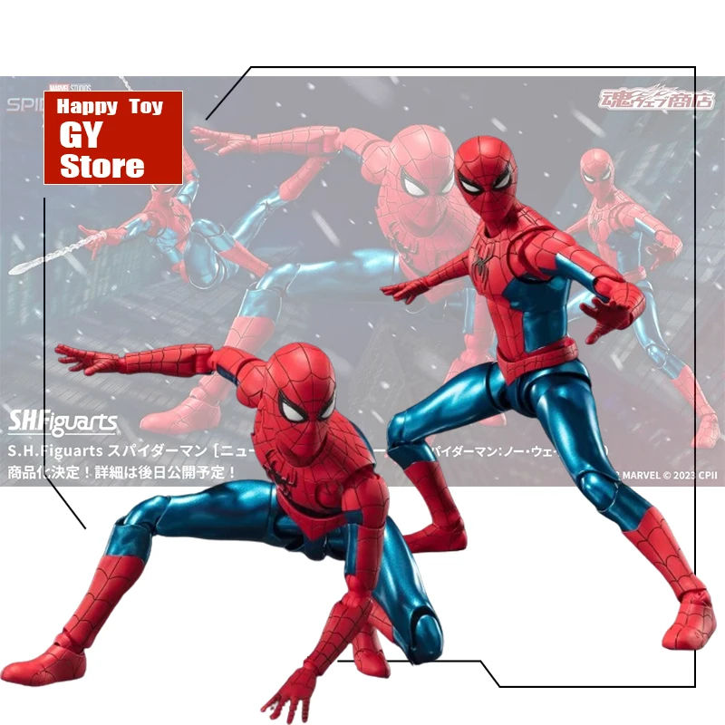 Marvel Spider-Man S.H. Figuards Spider-Man New Red & Blue Suit (Spider-Man: No Way Home) Anime Action Figure Toy Model Doll Gifts