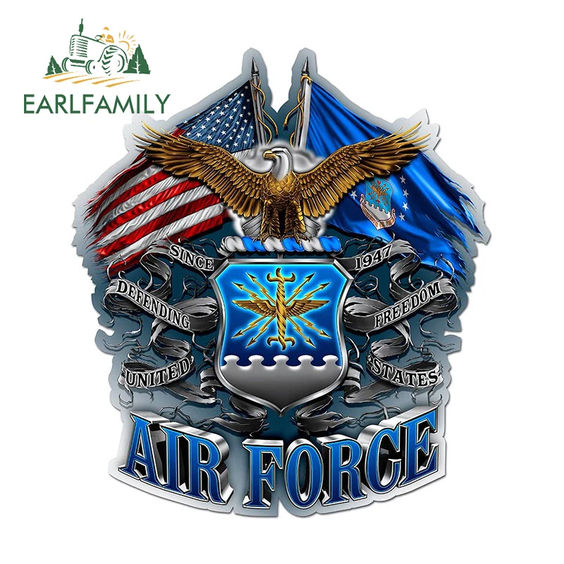 Earlfamily 13Cm X 10.6Cm Doppia Bandiera Air Force Eagle Patriotic Car Sticker Cucina Car Wall Bike Gifts Air Force Decalcomanie