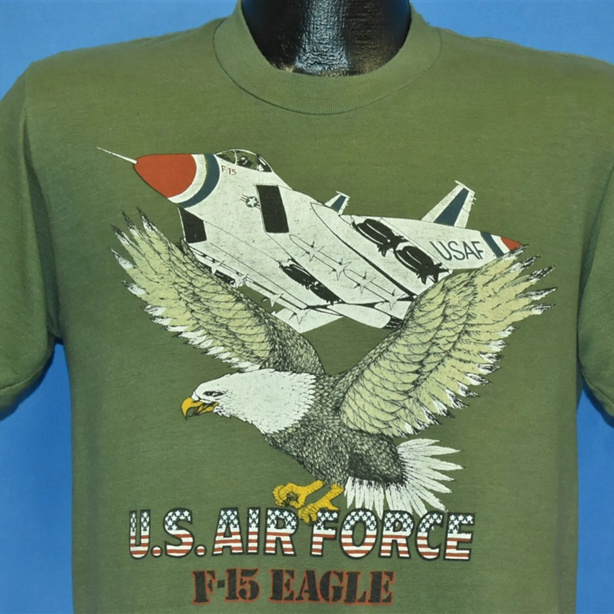80S Us Air Force F 15 Eagle Military Fighter Plane T Shirt Medium